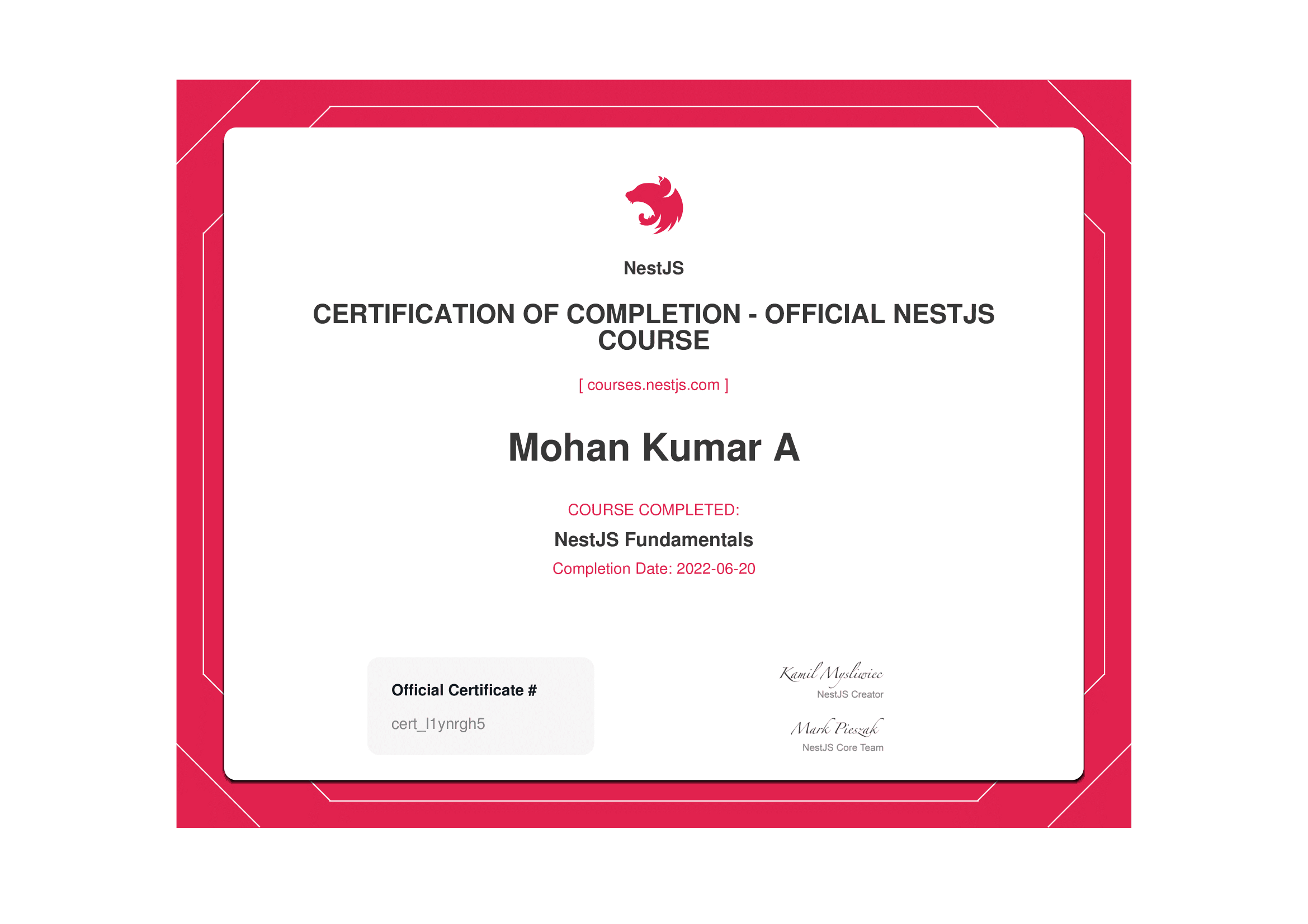 my certificates